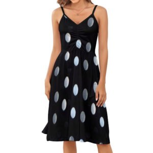 Black & White Polka Dot Long Suspender Dress