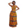 LuckeLadybug African print maxi dress with vibrant geometric patterns and halter neckline