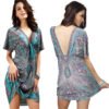 LuckeLadybug casual boho mini dress with colorful mandala pattern and deep V back design