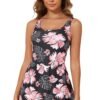 LuckeLadybug LLC twisted back swimsuit dress floral print beach dress with pink and black colors
