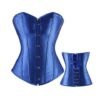 LuckeLadybug blue satin strapless sweetheart fashion corset for women with front busk and lace back