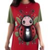 Luckeladybug cute ladybug dress T-shirt dress with large ladybug graphic on red and green short sleeves