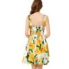 LuckeLadybug white floral dress with yellow roses, smocked square back and tie waist waist slimming A-line dress