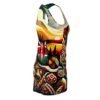 luckeladybug African abstract print dress racerback style vibrant colorful pattern
