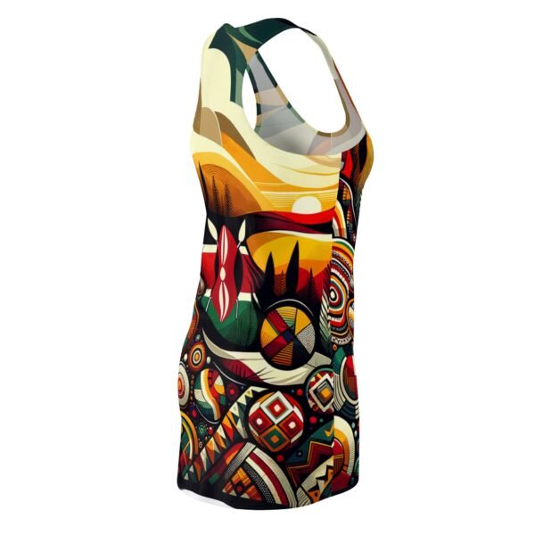 luckeladybug African abstract print dress racerback style vibrant colorful pattern
