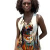 racerback dress featuring vibrant African abstract print dress with colorful tribal patterns