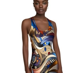 LuckeLadybug racerback dress featuring vibrant patterns in an African style summer dress design