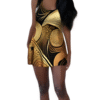 luckeladybug heritage inspired glam dress flare style with gold and black abstract pattern