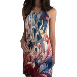 Luckeladybug colorful racerback summer dress for ladies with abstract floral pattern