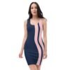 Luckeladybug Sleek Bodycon Dress With Colorblock Detail 3 Luckeladybug Sleek Bodycon Dress With Colorblock Detail LuckeLadybug sleek bodycon dress in navy blue with pink curved stripes sleeveless design