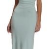LuckeLadybug sexy backless bodycon maxi dress mint halter twist front floor length elegant eveningwear
