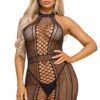 Sheer Fishnet Bodycon Mini Dress 3 Sheer Fishnet Bodycon Mini Dress LuckeLadybug LLC black fishnet bodystocking halter with geometric pattern and fitted silhouette Bodycon Mini Dress for nightwear