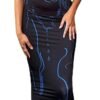 LuckeLadybug strapless black maxi with blue contour print fitted tube silhouette and floor length celebrity inspired long dress