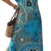 LuckeLadybug casual batwing sleeve dress in blue with abstract sun and circle patterns - Copy