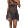 LuckeLadybug see-through mesh slip dress babydoll lingerie worn by woman taking mirror selfie