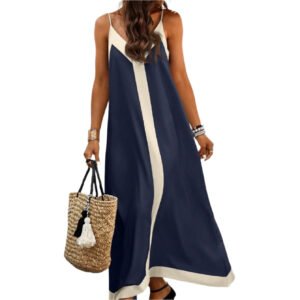 LuckeLadybug sleeveless navy and white maxi dress perfect for trendy summer outfits for women