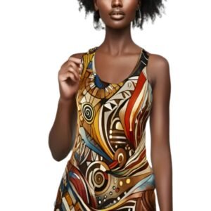 abstract African print dress racerback style 