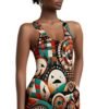 racerback dress featuring vibrant African abstract print dress design with bold geometric patterns