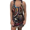 Luckeladybug racerback vibrant ethnic style dress for women with colorful circular patterns